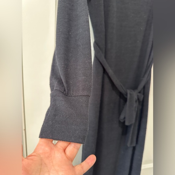 Topshop black long sleeve crewneck tie belt slit maxi sweater dress nwt - Picture 6 of 11